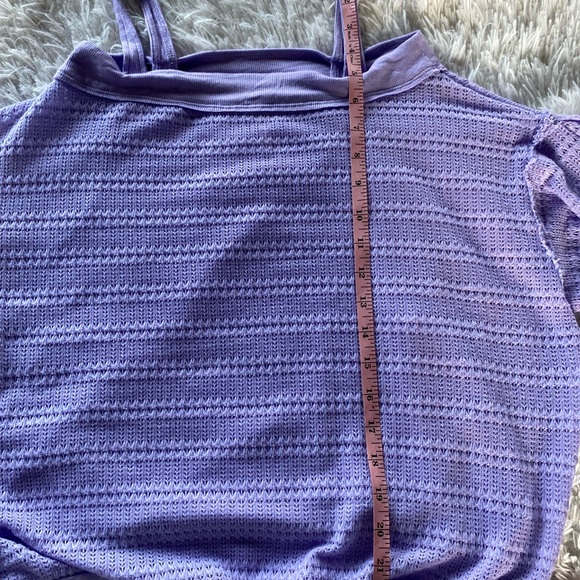 Free People Cold Shoulder Top Sweater Sistine Hacci purple lilac orchid nWT - Picture 6 of 10